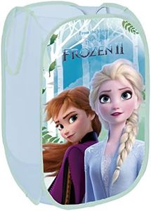 Superdiver Cesta Plegable Infantil de Tela con Asas I Cubos Organizador para Ropa y Juguetes (58x36x36) Cuarto de Niños I Contenedor Habitacion Niñas I Cesto Dormitorio Bebe (Frozen)