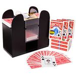 Brybelly 6-Deck Shuffler and 6 Jumbo Index Bicycle Decks - Battery-Operated Electric Shuffle Machine with Cards of Your Choice - Home & Casino Tournaments, Classic Poker, & Trading Card Games (Red)