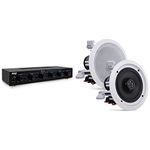 Pyle-Home PSPVC6 6-Channel High Power Stereo Speaker Selector with Volume Control & Pair 6.5” Flush Mount Speaker System Spring Loaded Dual Polyprone Cone Polymer