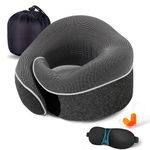 UBEUONLY Travel Neck Pillow Chin Support Pillow Adjustable 100% Pure Memory Foam , New Ergonomic Design Soft Best Full Neck Surround Pillow Sleep for Home, Airplanes & Car (Black)