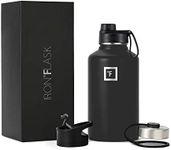 IRON °FLASK Sports Water Bottle - 64 Oz 3 Lids (Wide Spout Lid), Leak Proof - Stainless Steel Gym & Sport Bottles for Men, Women & Kids - Double Walled, Insulated Thermos, Metal Canteen