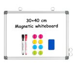 DOLLAR BOSS Magnetic Whiteboard Double-Sided 30 X 40 cm Dry Erase White Board for Walls with Pen Tray, Aluminium Trim and Dry-Wipe Writing Surface for School, Home and Office