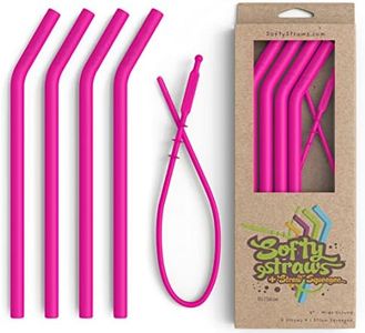 Reusable Silicone Drinking Straws - Big Size with Curved Bend for Tumblers Made from BPA Free No-Rubber Silicon - Flexible, Collapsible, Chewy, Bendy, Safe for Kids/Toddlers