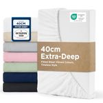 Bedsure Double Fitted Sheet Deep - Bed Sheets Extra Deep Pocket 16 inch (40 cm) made of Soft Brushed Microfiber for Double Bed, White, 135x190cm