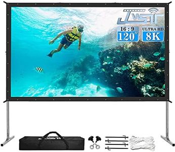 Projector Screen with Stand, Upgraded 120" 4K HD Outdoor/Indoor Portable Projector Screen 16:9 Foldable Movie Projection Screen with Carry Bag for Home Theater Camping Gaming Backyard Movie