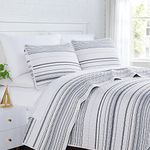 Southshore Fine Living, Inc. Oversized King Quilt Set, Striped Grey Bedspread King/California King, 3-Piece Coastal Bedding Set, King Coverlet Sets with Shams, Soft Microfiber Fabric, Grey Stripes