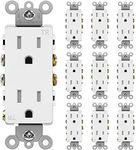 [10 Pack] BESTTEN 15 Amp Decorator Electrical Wall Receptacle Outlet, Child Safe Tamper-Resistant, 15A/125V/1875W, Residential and Commercial Use, cUL Listed, White