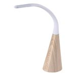 PureOptics LED Flexible Desk Lamp with Wood Grain Base, 3 Dimming Levels, USB Charging Port