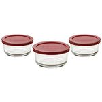 Anchor Hocking Classic Glass Food Storage Containers with Lids, Red, 2 Cup (Set of 3)