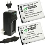 Wasabi Power Battery (2-Pack) and Charger for Sanyo DB-L80, DB-L80AU, VPC-CA100, VPC-CA102, VPC-CG10, VPC-CG100, VPC-CG102, VPC-CG20, VPC-CG21, VPC-CS1, VPC-GH1, VPC-GH2, VPC-GH3, VPC-GH4, VPC-PD1, VPC-PD2