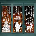 104 Pcs Large Christmas Window Stickers, White Xmas Window Stickers Clings Reusable, Double Sided Window Stickers Christmas Scene for Shop Xmas Decorations with Snowflake Santa Tree for Glass Decals