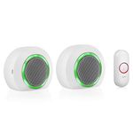 Byron DBY-23524UK Wireless Doorbell Set, Twin Pack, 175 m Range, 16 Melodies, Visual Alert System, White