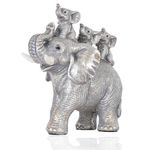 Desklens Silver Elephant Statue Home Decor, Elephant Figurines Bring Good Luck, Health, Strength. Office, Bookshelf TV Stand, Living Room Decorations (Silver-3 Babies)