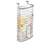 mDesign Over Cabinet Kitchen Storage Organizer Holder or Basket - Hang Over Cabinet Doors in Kitchen/Pantry - Holds up to 50 Plastic Shopping Bags - Solid Steel Wire in Chrome Finish