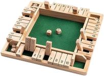 Wooden Board Game, 4 Player Shut The Box Game Dice Game Wooden Math Traditional Pub Board Dice Game Travel 4 Players Great Family Board Games Holiday Fun Game
