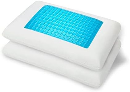 Luxor Luxury Gel Cooling Pad Memory Foam Pillow, Flat, Standard Size 65 x 40 cm, Medium, White (2 Pack)