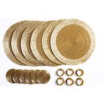 Penguin Home Handcrafted Glass Beaded Round Placemats, Coasters & Napkin Rings Set of 18 - Handmade Table Place Mats for Dining - 32 cm (13") Diameter (Gold)