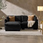 Best Choice Products 82in Modular Cloud Pillowtop Loveseat Sofa, Deep Seat Sectional Couch w/Storage Ottoman, Plush Corduroy Fabric, Real Wood Frame and Legs– Black