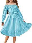 Arshiner Light Blue Dress for Girls Fall Formal Party Wedding Easter Beach Dresses for 12-14Y