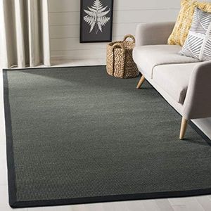 Safavieh Natural Fiber Collection 4' x 6' Anthracite/Black NF131D Border Sisal Area Rug