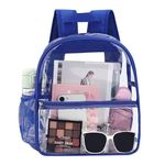 YXQSED Clear Backpack Stadium Approved - Clear Mini Backpack 12x12x6 for Women Stadium Concert Work Sport Blue