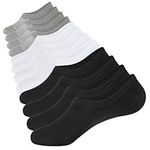 Closemate [6 Pairs] No Show Socks Mens Women with Anti-Slip Silicone Stripes, Casual Low Cut Socks for Loafer, Grey2black2white2grey, Men Size: 9-12, 32B