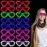 IXYHKB Light Up Glasses, 16 PCS Neon Glasses, 5 Colour Party Flashing Glasses, LED Glasses Party, Cyberpunk Light Up Glasses, Glow LED Sunglasses, Glow Glasses for Kids, Adults, Birthday, Party