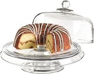 Anchor Hocking Presense 4-in-1 Cake Stand & Dome | Glass Cake Dome, Cake Display Set - Cake Dome, Tier Platter, Chip 'n Dip Plate & Punch Bowl from