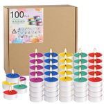 Assorted Colors Tea Lights Candle Bulk - 5 Colors - 4 Hours Unscented Smokeless Votive Candles for Anniversaries Shabbat Valentine's Day - 100 Pack