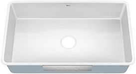 KRAUS Pintura 32-inch Porcelain Enameled Steel Undermount Single Bowl Kitchen Sink in White, KE1US32GWH