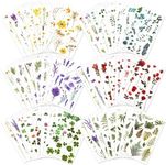 722 Pieces Pressed Flower Stickers for Crafts (Assorted 722 Pieces,48 Sheets) Stickers for Resin Dried Flower Decorative Sticker Cute Scrapbook Stickers Journaling Sticker for DIY Journal Notebook