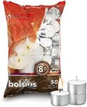 Bolsius 8 Hour Burning Tealights, Pack of 50, White, 3,5x2,5cm, Unscented