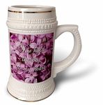 3dRose Purple lilac flowers. You hold The key to my heart love words - Stein Mug, 18oz, 22oz, White