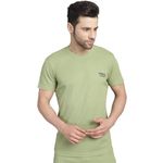 VIMAL JONNEY Solid Green Round Neck Polyester Lycra Half Sleeves Tshirt for Men