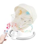 Uuoeebb Baby Bouncer with Bluetooth, Baby Bouncer from Birth with 5 Swing Speed, 3-Stage Timer and Remote Control, Baby Swing Chair from Birth with 2 Plush Toys & Soft Padded Newborn Bouncer (Cream)