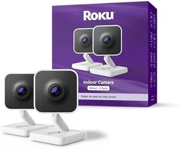 Roku New Indoor Camera 2024 - Home Security - 2-Pack - Wired Security Camera with 1080p HD Color Night Vision, Works with Alexa & Google, Motion & Sound Detection, WDR & WiFi 6