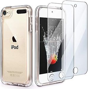 IDWELL iPod Touch 7 Case Clear, Touch 6 Touch 5 Case with 2 Screen Protectors, Clear Slim Soft TPU Bumper Hard Cover for iPod Touch 5/6/7th Generation (Latest Model,2019 Released), HD Clear