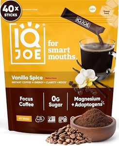 IQJOE Mushroom Coffee Packets (40 Servings) Lion’s Mane, Magtein Magnesium, Antioxidants, Adaptogens - Vanilla Spice - Instant Coffee for Focus, Clarity, Mood, Energy Boost - Sugar Free, Keto, Vegan