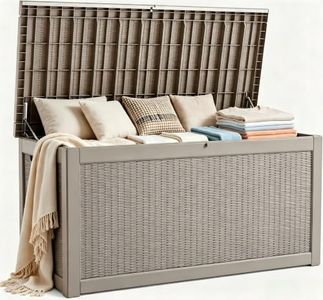 328 Gallon Waterproof Outdoor Storage Box, Heavy Duty Resin Deck Box Lockable, Large Outside Patio Storage Bench for Garden Tools & Pool Accessories,Hydraulic Lift, All-Season UV-Resistant, Gray Brown