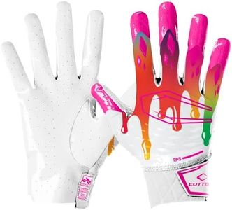 CUTTERS Limited Edition Football Gloves - Rev Pro 5.0 - Ultra Grip No Slip Wide Receiver (1 Pair) (Drip White/Multi, Medium)