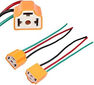 HUIQIAODS 2 PCS H7 Ceramic Plug Wiring Harness Wire Socket Fits Headlights Fog Lights H4 Wiring Harness H4 Socket