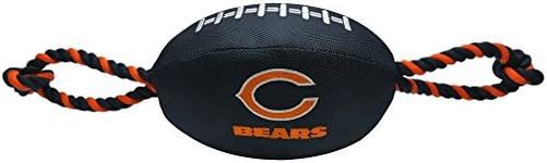 NFL Chicago Bears Football Dog Toy with Strong Pull Ropes & Inner Squeaker