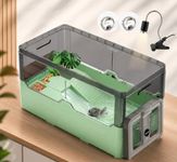 rizopets Turtle Tank kit with Filter+Water Pump+Wheels, Easy to Move, Imitate The Natural Flows, Suitable for Small Turtle Horned Frog Hermit (Large) Size 65cm x 33 cm x 36cm (Green)