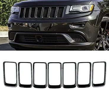 KYYET 7Pcs Front Bumper Rings Grill Vent Insert Trim Cover Compatible with 2014 2015 2016 Jeep Grand Cherokee Gloss Black