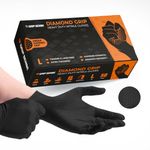 GripSense Nitrile Gloves (Pack of 50) - High Density Diamond Grip Black Gloves - Latex & Powder Free Black Nitrile Gloves Large - Mechanic Gloves Extra Thick & Super Strong - Max Dexterity L5