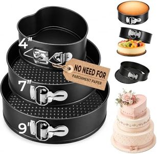 COOLMI Springform Pan Set of 3, 4 Inch Heart & 7/9 Inch Round Cheesecake Pans, Nonstick Cake Pans with Removable Bottom, Leak-Resistant Carbon Steel Bakeware for Baking, Cake Release Knife Included