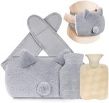 IFXKB Long Hot Water Bottle with Cover UK, Wrap Around Hot Water Bottle Belt, Cute Fluffy Hot Water Pouch with Hand Pocket, Wearable Hot Water Bag Cosy Gifts for Women Period Pain Waist Warm, Grey