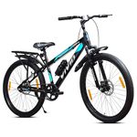 Leader Vivid Valero 26T IBC Single Speed Cycle for Men with Front Suspension & Dual Disc Brakes | Bicycle for Men | City/Mountain Bike with Carrier & Steel Frame | Ideal for 10+ Years – Black
