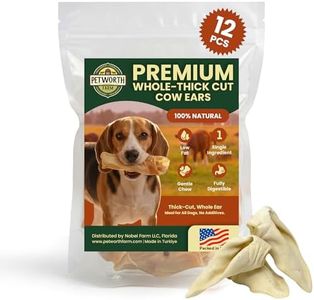 Petworth Farm 12 Pack Hairless Cow Whole Ears for Dogs – Thick Cut -Single Ingredient Natural Chews, Rawhide Alternative Dog Treats, Low Fat Crunchy Dental Chews for All Breeds