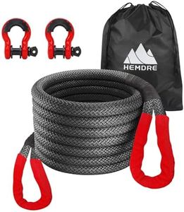 HEMDRE 1" x 30' Kinetic Recovery Rope 48,000lbs with 2 D-Ring Shackles, Heavy Duty Off Road Recovery Kit, Black Nylon Kinetic Tow Ropes for Trucks, Pickups, Jeeps, Tractors, SUVs, ATVs